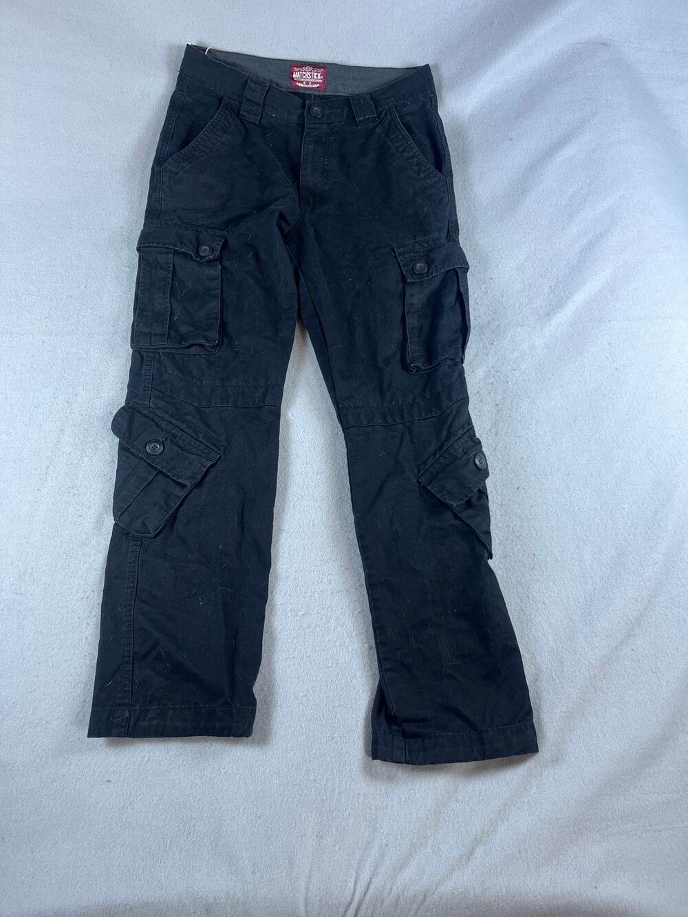 Matchstick Cargo Pants Mens 28x27 Black Straight Leg Twill Utility Workwear
